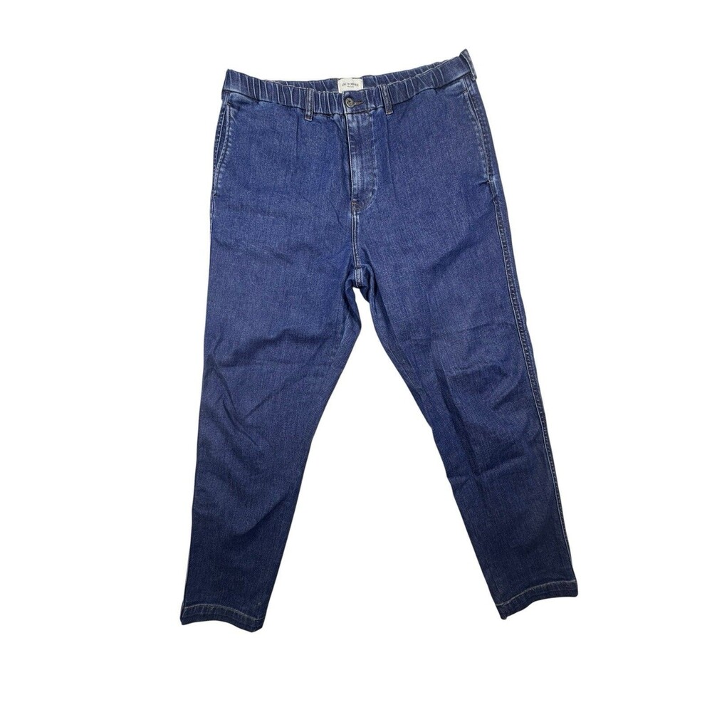 Octobre Men's Shane Trousers Straight Leg MED Wash Elastic Waist Denim Jeans XL